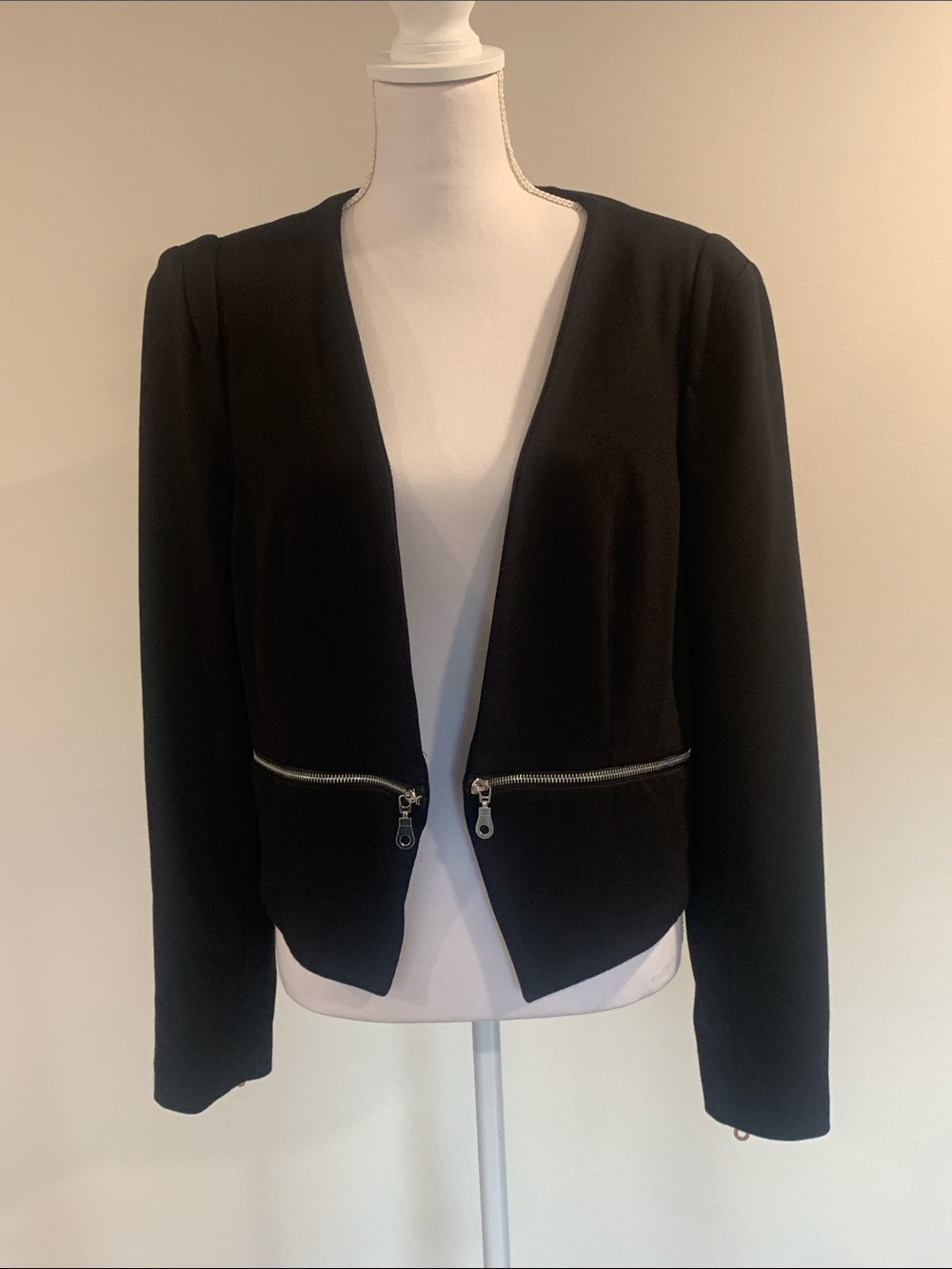 Philosophy Black Open Blazer , Sz M